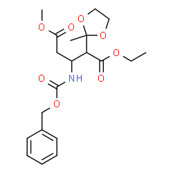 ChemSpider 2D Image | 1-Ethyl 5-methyl 3-{[(benzyloxy)carbonyl]amino}-2-(2-methyl-1,3-dioxolan-2-yl)pentanedioate | C20H27NO8