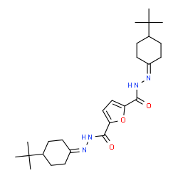 ChemSpider 2D Image | N'~2~,N'~5~-Bis[4-(2-methyl-2-propanyl)cyclohexylidene]-2,5-furandicarbohydrazide | C26H40N4O3