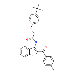 ChemSpider 2D Image | 2-(4-tert-Butylphenoxy)-N-[2-(4-methylbenzoyl)-1-benzofuran-3-yl]acetamide | C28H27NO4