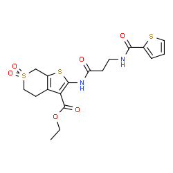 ChemSpider 2D Image | Ethyl 2-{[N-(2-thienylcarbonyl)-beta-alanyl]amino}-4,7-dihydro-5H-thieno[2,3-c]thiopyran-3-carboxylate 6,6-dioxide | C18H20N2O6S3