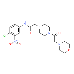 ChemSpider 2D Image | N-(4-Chloro-3-nitrophenyl)-2-[4-(4-morpholinylacetyl)-1-piperazinyl]acetamide | C18H24ClN5O5