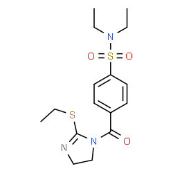 ChemSpider 2D Image | N,N-Diethyl-4-{[2-(ethylsulfanyl)-4,5-dihydro-1H-imidazol-1-yl]carbonyl}benzenesulfonamide | C16H23N3O3S2