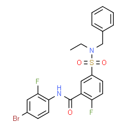 ChemSpider 2D Image | 5-[Benzyl(ethyl)sulfamoyl]-N-(4-bromo-2-fluorophenyl)-2-fluorobenzamide | C22H19BrF2N2O3S