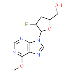 ChemSpider 2D Image | 9-(2,3-Dideoxy-2-fluoropentofuranosyl)-6-methoxy-9H-purine | C11H13FN4O3