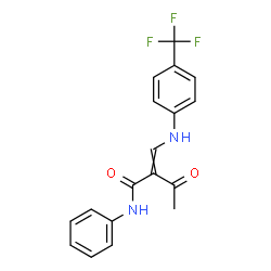 ChemSpider 2D Image | 3-Oxo-N-phenyl-2-({[4-(trifluoromethyl)phenyl]amino}methylene)butanamide | C18H15F3N2O2