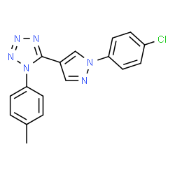 ChemSpider 2D Image | 5-[1-(4-Chlorophenyl)-1H-pyrazol-4-yl]-1-(4-methylphenyl)-1H-tetrazole | C17H13ClN6