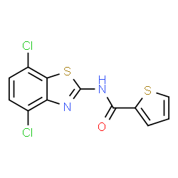ChemSpider 2D Image | N-(4,7-Dichloro-1,3-benzothiazol-2-yl)-2-thiophenecarboxamide | C12H6Cl2N2OS2