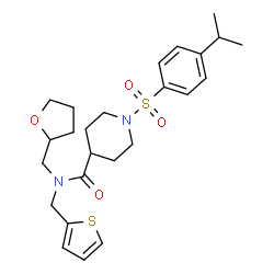 ChemSpider 2D Image | 1-[(4-Isopropylphenyl)sulfonyl]-N-(tetrahydro-2-furanylmethyl)-N-(2-thienylmethyl)-4-piperidinecarboxamide | C25H34N2O4S2