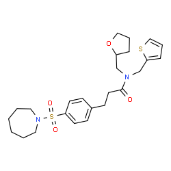ChemSpider 2D Image | 3-[4-(1-Azepanylsulfonyl)phenyl]-N-(tetrahydro-2-furanylmethyl)-N-(2-thienylmethyl)propanamide | C25H34N2O4S2