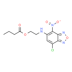 ChemSpider 2D Image | 2-[(7-Chloro-4-nitro-2,1,3-benzoxadiazol-5-yl)amino]ethyl butyrate | C12H13ClN4O5