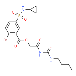ChemSpider 2D Image | 2-[(Butylcarbamoyl)amino]-2-oxoethyl 2-bromo-5-(cyclopropylsulfamoyl)benzoate | C17H22BrN3O6S