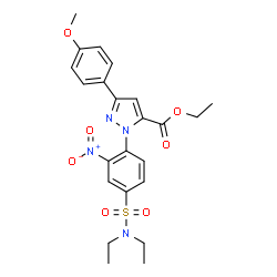 ChemSpider 2D Image | Ethyl 1-[4-(diethylsulfamoyl)-2-nitrophenyl]-3-(4-methoxyphenyl)-1H-pyrazole-5-carboxylate | C23H26N4O7S