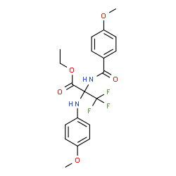 ChemSpider 2D Image | Ethyl 3,3,3-trifluoro-2-[(4-methoxybenzoyl)amino]-N-(4-methoxyphenyl)alaninate | C20H21F3N2O5