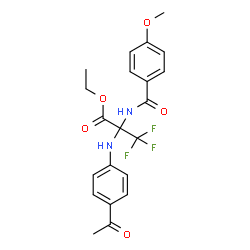 ChemSpider 2D Image | Ethyl N-(4-acetylphenyl)-3,3,3-trifluoro-2-[(4-methoxybenzoyl)amino]alaninate | C21H21F3N2O5