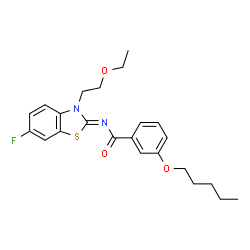 ChemSpider 2D Image | N-[(2Z)-3-(2-Ethoxyethyl)-6-fluoro-1,3-benzothiazol-2(3H)-ylidene]-3-(pentyloxy)benzamide | C23H27FN2O3S
