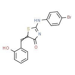 ChemSpider 2D Image | 2-[(4-Bromophenyl)amino]-5-(2-hydroxybenzylidene)-1,3-thiazol-4(5H)-one | C16H11BrN2O2S