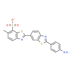 ChemSpider 2D Image | 2'-(4-Aminophenyl)-6-methyl-2,6'-bi-1,3-benzothiazol-7-sulfonat | C21H14N3O3S3