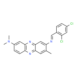 ChemSpider 2D Image | 8-[(E)-(2,4-Dichlorobenzylidene)amino]-N,N,7-trimethyl-2-phenazinamine | C22H18Cl2N4