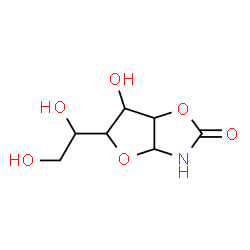 ChemSpider 2D Image | 5-(1,2-dihydroxyethyl)-6-hydroxyperhydrofuro[2,3-d][1,3]oxazol-2-one | C7H11NO6