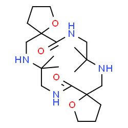 ChemSpider 2D Image | 9,9,20,20-Tetramethyl-1,13-dioxa-7,10,18,21-tetraazadispiro[4.6.4.6]docosane-6,17-dione | C20H36N4O4