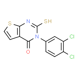 ChemSpider 2D Image | 3-(3,4-Dichlorophenyl)-2-sulfanylthieno[2,3-d]pyrimidin-4(3H)-one | C12H6Cl2N2OS2