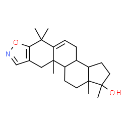 ChemSpider 2D Image | 1,6,6,10a,12a-Pentamethyl-2,3,3a,3b,4,6,10,10a,10b,11,12,12a-dodecahydro-1H-cyclopenta[7,8]phenanthro[3,2-d][1,2]oxazol-1-ol | C23H33NO2