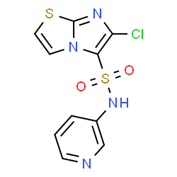 ChemSpider 2D Image | 6-Chloro-N-(3-pyridinyl)imidazo[2,1-b][1,3]thiazole-5-sulfonamide | C10H7ClN4O2S2