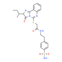 ChemSpider 2D Image | 2-[(2-sec-Butyl-3-oxo-2,3-dihydroimidazo[1,2-c]quinazolin-5-yl)sulfanyl]-N-[2-(4-sulfamoylphenyl)ethyl]acetamide | C24H27N5O4S2