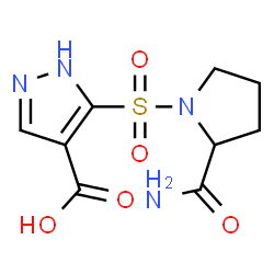 ChemSpider 2D Image | 5-[(2-Carbamoyl-1-pyrrolidinyl)sulfonyl]-1H-pyrazole-4-carboxylic acid | C9H12N4O5S