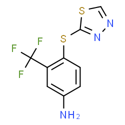 ChemSpider 2D Image | 4-(1,3,4-Thiadiazol-2-ylsulfanyl)-3-(trifluoromethyl)aniline | C9H6F3N3S2