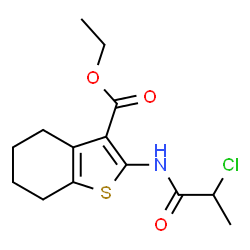 ChemSpider 2D Image | Ethyl 2-[(2-chloropropanoyl)amino]-4,5,6,7-tetrahydro-1-benzothiophene-3-carboxylate | C14H18ClNO3S