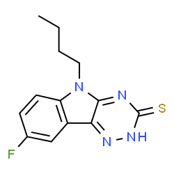 ChemSpider 2D Image | 5-Butyl-8-fluoro-2,5-dihydro-3H-[1,2,4]triazino[5,6-b]indole-3-thione | C13H13FN4S
