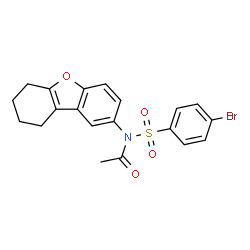 ChemSpider 2D Image | N-[(4-Bromophenyl)sulfonyl]-N-(6,7,8,9-tetrahydrodibenzo[b,d]furan-2-yl)acetamide | C20H18BrNO4S