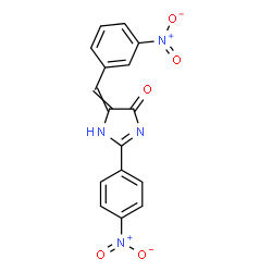 ChemSpider 2D Image | 5-(3-Nitrobenzylidene)-2-(4-nitrophenyl)-1,5-dihydro-4H-imidazol-4-one | C16H10N4O5