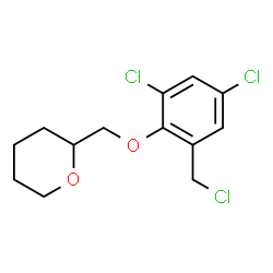 ChemSpider 2D Image | 2-{[2,4-Dichloro-6-(chloromethyl)phenoxy]methyl}tetrahydro-2H-pyran | C13H15Cl3O2