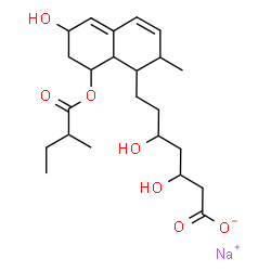 ChemSpider 2D Image | Sodium 3,5-dihydroxy-7-{6-hydroxy-2-methyl-8-[(2-methylbutanoyl)oxy]-1,2,6,7,8,8a-hexahydro-1-naphthalenyl}heptanoate | C23H35NaO7