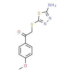 ChemSpider 2D Image | 2-[(5-Amino-1,3,4-thiadiazol-2-yl)sulfanyl]-1-(4-methoxyphenyl)ethanone | C11H11N3O2S2