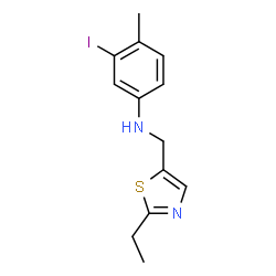 ChemSpider 2D Image | N-[(2-Ethyl-1,3-thiazol-5-yl)methyl]-3-iodo-4-methylaniline | C13H15IN2S