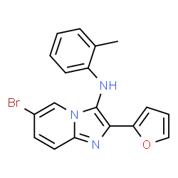 ChemSpider 2D Image | 6-Bromo-2-(2-furyl)-N-(2-methylphenyl)imidazo[1,2-a]pyridin-3-amine | C18H14BrN3O