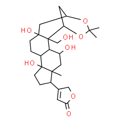 ChemSpider 2D Image | 4-[4,10,14-Trihydroxy-2-(hydroxymethyl)-6,18,18-trimethyl-17,19-dioxapentacyclo[14.3.1.0~2,14~.0~3,11~.0~6,10~]icos-7-yl]-2(5H)-furanone | C26H38O8
