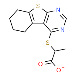 ChemSpider 2D Image | 2-(5,6,7,8-Tetrahydro[1]benzothieno[2,3-d]pyrimidin-4-ylsulfanyl)propanoate | C13H13N2O2S2