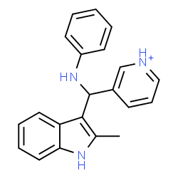 ChemSpider 2D Image | 3-[Anilino(2-methyl-1H-indol-3-yl)methyl]pyridinium | C21H20N3