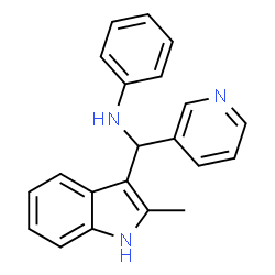 ChemSpider 2D Image | N-[(2-Methyl-1H-indol-3-yl)(3-pyridinyl)methyl]aniline | C21H19N3
