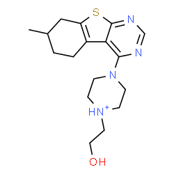 ChemSpider 2D Image | 1-(2-Hydroxyethyl)-4-(7-methyl-5,6,7,8-tetrahydro[1]benzothieno[2,3-d]pyrimidin-4-yl)piperazin-1-ium | C17H25N4OS