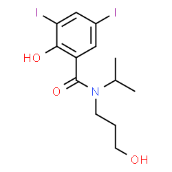 ChemSpider 2D Image | 2-Hydroxy-N-(3-hydroxypropyl)-3,5-diiodo-N-isopropylbenzamide | C13H17I2NO3