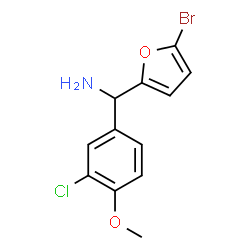 ChemSpider 2D Image | 1-(5-Bromo-2-furyl)-1-(3-chloro-4-methoxyphenyl)methanamine | C12H11BrClNO2