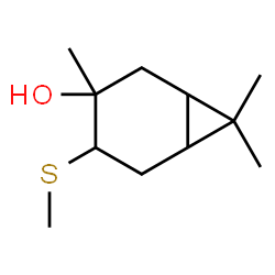 ChemSpider 2D Image | 3,7,7-Trimethyl-4-(methylthio)bicyclo[4.1.0]heptan-3-ol | C11H20OS