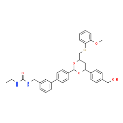 ChemSpider 2D Image | 1-Ethyl-3-{[4'-(4-[4-(hydroxymethyl)phenyl]-6-{[(2-methoxyphenyl)sulfanyl]methyl}-1,3-dioxan-2-yl)-3-biphenylyl]methyl}urea | C35H38N2O5S