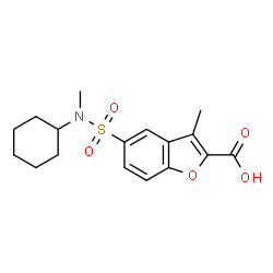 ChemSpider 2D Image | 5-[Cyclohexyl(methyl)sulfamoyl]-3-methyl-1-benzofuran-2-carboxylic acid | C17H21NO5S