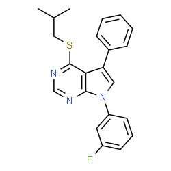 ChemSpider 2D Image | 7-(3-Fluorophenyl)-4-(isobutylsulfanyl)-5-phenyl-7H-pyrrolo[2,3-d]pyrimidine | C22H20FN3S